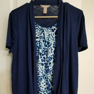 Navy blue with leopard print blouse